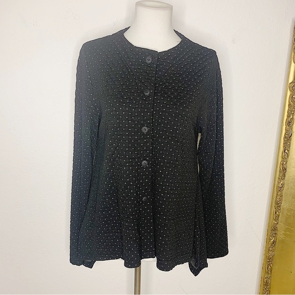 Lisa Bayne Sweaters - Lisa Bayne Black Button Front Asymmetrical Peplum Hem Cardigan Size XS